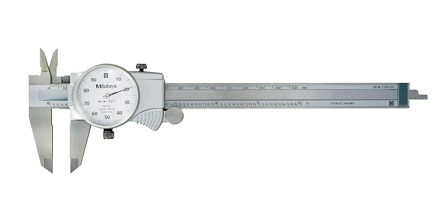 

505-742J Dial Caliper, 0.1" per Rev, 0-6" Range, 0.001" Accuracy