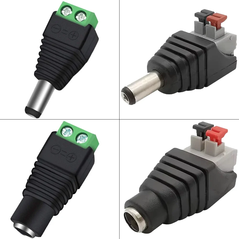 5pcs 12V DC Power Connector Plug Jack Male Female Socket Barrel 2.1mm X 5.5mm Adapter for CCTV Camera LED Strip Supply Terminal