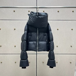 Dark Wind Women's Winter Jacket Y2k Duck Down Filled Fluffy Full Warm Windproof Scarf Collar Down Jacket 2024 Fall / Winter New