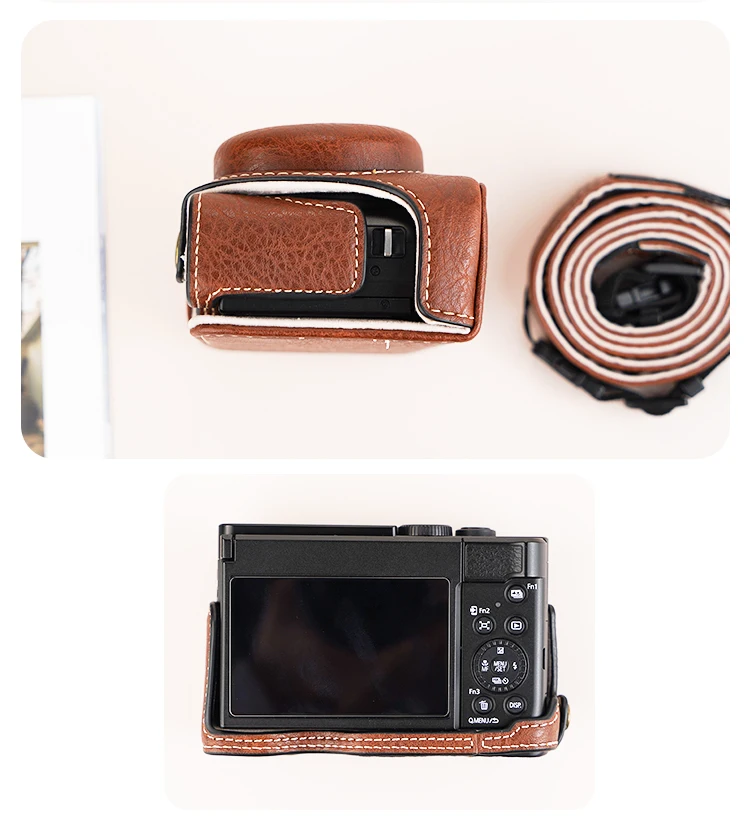 لباناسونيك لوميكس DC-ZS99 تيار مستمر TZ99 حافظة كاميرا حقيبة ريترو جلدية الغطاء الواقي بطارية فتح أسفل الحقيبة حزام الكتف #6