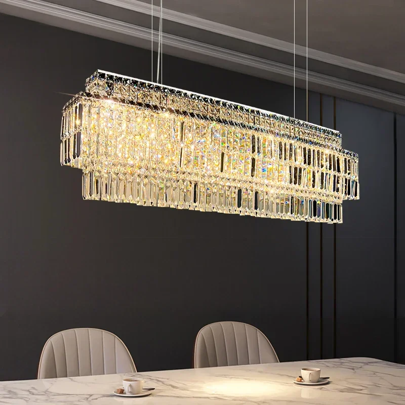 Classic Luxury Crystal Chandelier Hotel Lobby Bar Counter Pendant Light Luxurious House Villa Hanging Lamp for Home Living Room