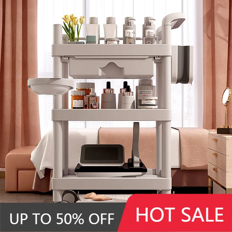 Beauty Salon Cart Professional Trolley Tool Storage Rack Cupping Machine Stand Small Bubble Equipment Organizer Movable Shelf
