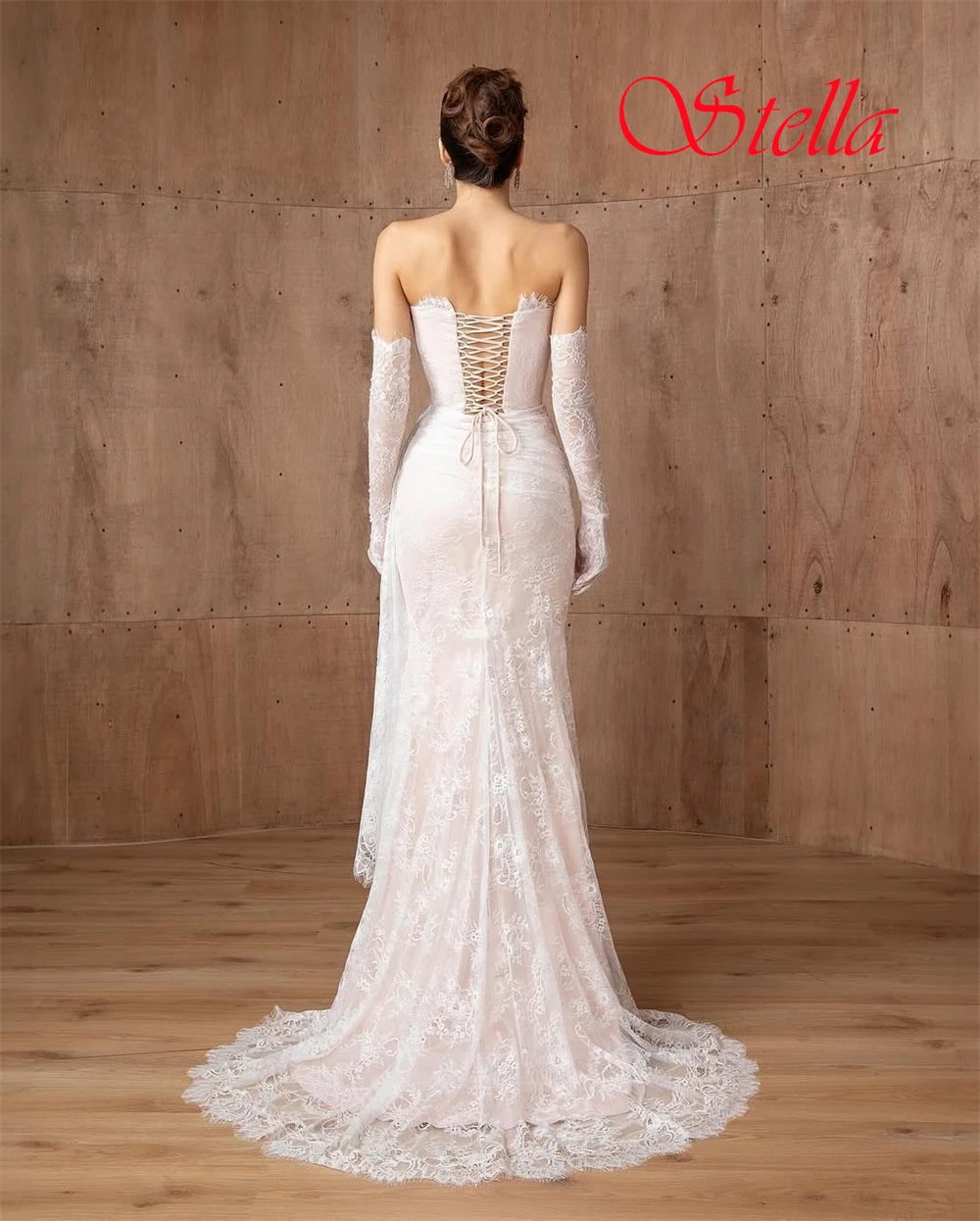 Personalizado requintado sem alças manga destacável 3/4 mangas vestido de noite delicado branco vestidos de baile luxo rendas vestidos de festa