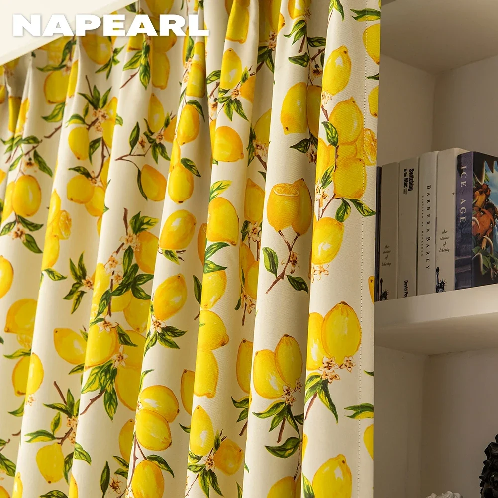 1PC NAPEARL Lemon Tree Printed Curtain for Bay Balcony Bedroom Living Room Window Drapes Home Decoration