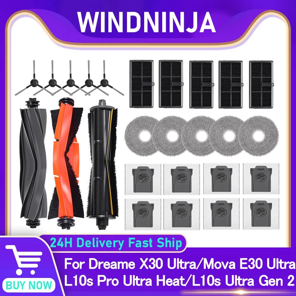 Convient pour Dream X30 Ultra Mova E30 Ultra L10s Pro Ultra Heat L10s Ultra Gen 2 aspirateur vadrouille sac à poussière rouleau principal brosse filtre