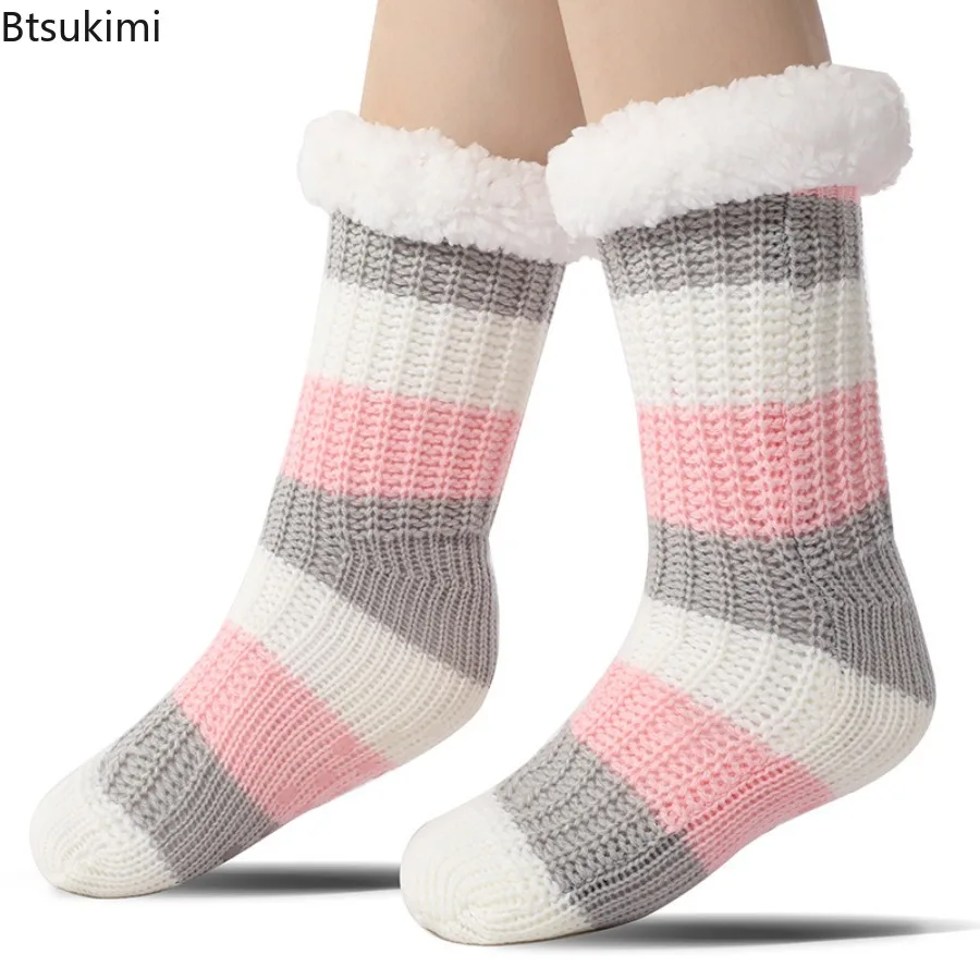 

Women's Fuzzy Thermal Sock Plush Grip Hemp Winter Soft Female Home Indoor Warm Bedroom Non Slip Fluffy Thick Slipper Floor Sock
