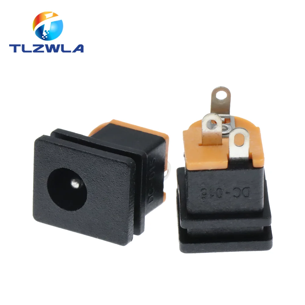 100PCS DC Power Socket DC-015 Jack 5.5X2.5MM Square Panel Mounting 5.5X2.1MM 5.5*2.1 mm DC Socket Connector DC015