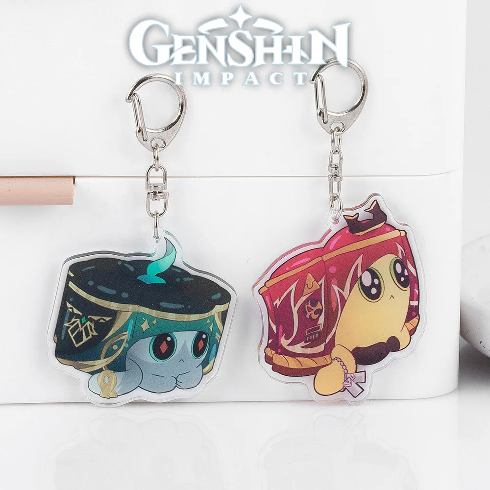 New Game Genshin Impact Cat Cake Keychain Neuvillette Kaveh Cute Cartoon Anime Backpack Pendant Key Ring Cosplay Badge Gift
