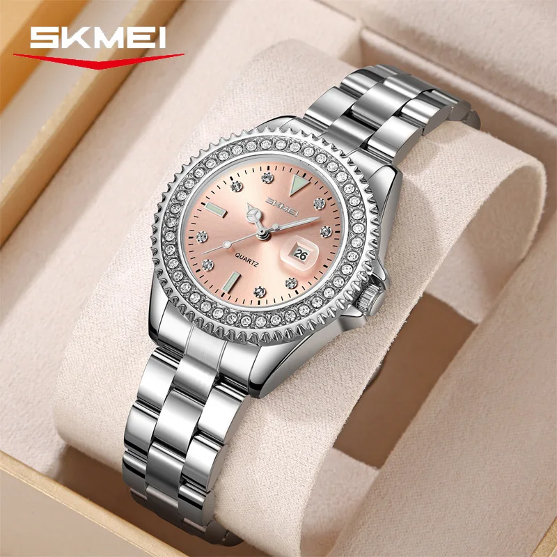 9416 Elegant Quartz Wristwatch with Box 30M Waterproof Women Fashion Watch Date Display for Birthday Anniversary Present