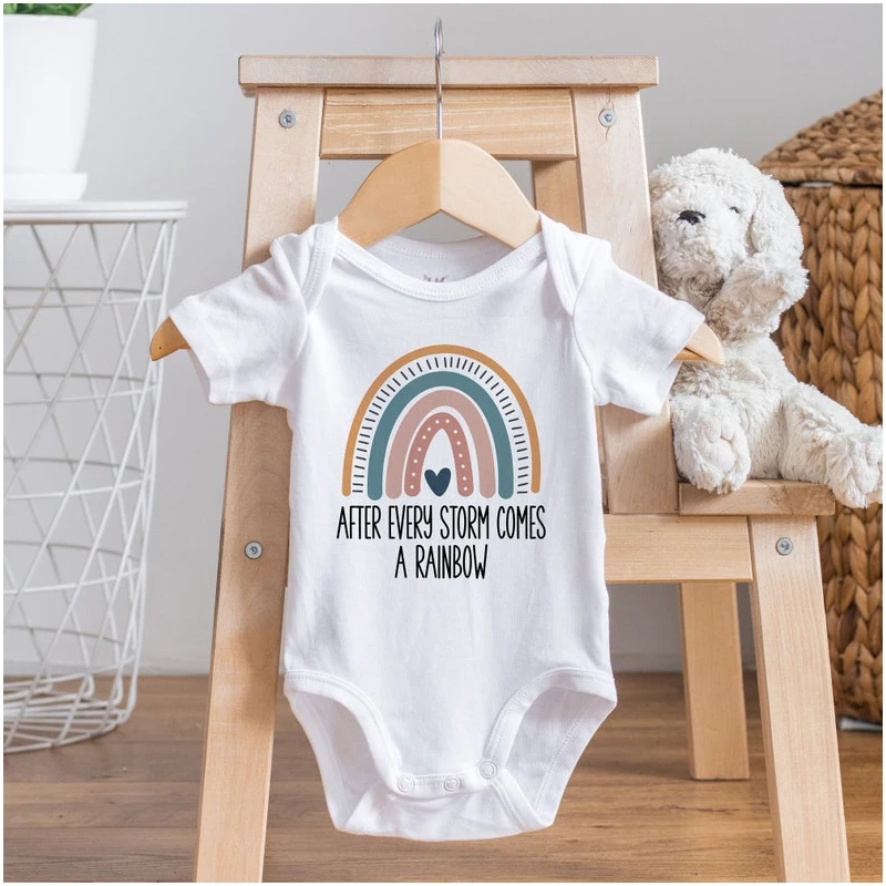 

Rainbow Baby Bodysuit After Every Storm Comes A Rainbow Baby Announcement, Baby Shower Gift, Pregnancy Announcement, for New Mum