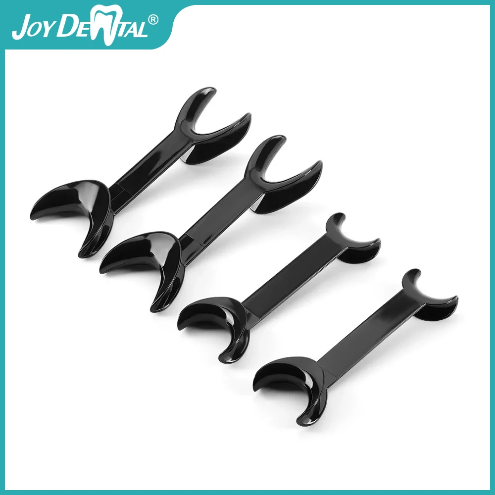 JOY DENTAL-abridor de boca en forma de T transparente, herramienta de dentista, de doble cabeza Retractor, 4 piezas, negro