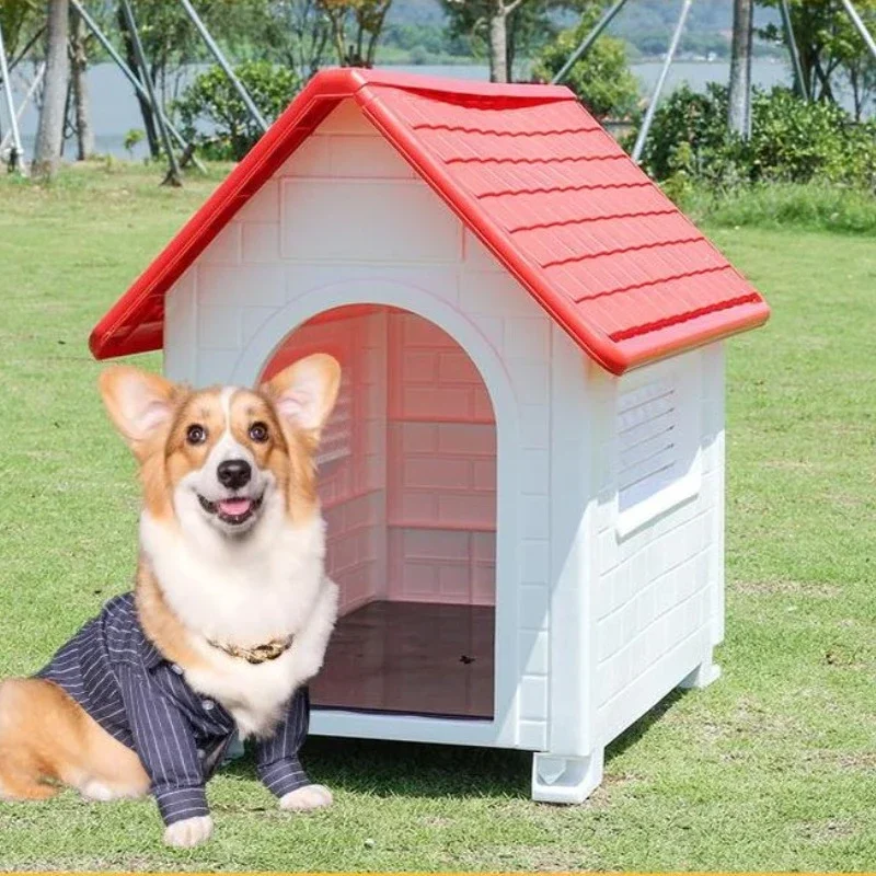 Outdoor Dog Kennel Ventilated Detachable Easy Storage Rainproof Dog House Large Small Plastic Dog Cottage for Large Dogs Puppy