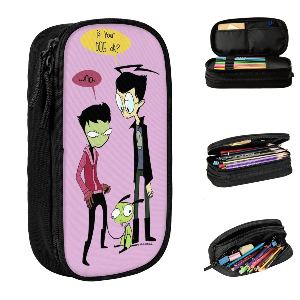 Invader Zim Weird Dog Accessories Pen Box Large Capacity For School Pencil Case Stationery Gift