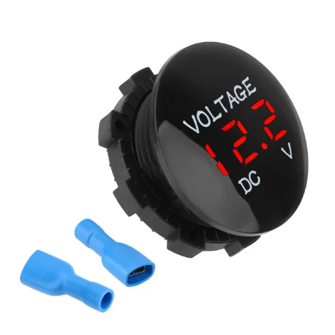 LED digital Voltmeter round panel waterproof suitable for cars, boats, motorcycles, trucks, RV ATV battery voltage tester