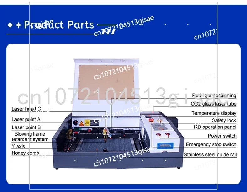 K4040 Laser Engraving Machine 50W Button Control Operation Panel Precision Plotter High Quality