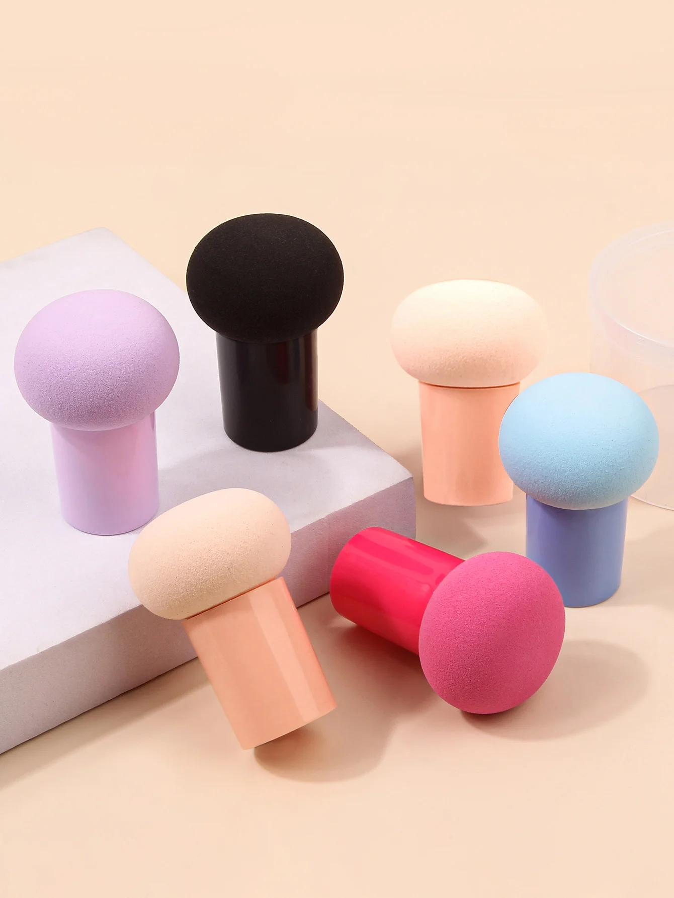 6PCS Lovely Mushroom Head Cosmetic Dual Purpose Soft Powder Puff Blending Foundation Concealer Make Up Sponge