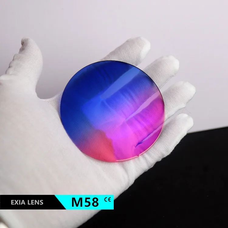 

EXIA Lens M58 Blue Gradient Pink Red Sunglasses Lens UV400 Polyurethane MR-8 1.61 Base Curve 3 SHMC Blue Lens