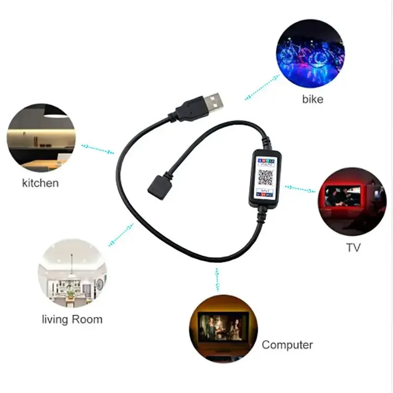 Mini Wireless 5-24V Smart Phone Control RGB LED Strip Light Controller USB Cable Bluetooth 4.0 LED Controller For Hotels Bars