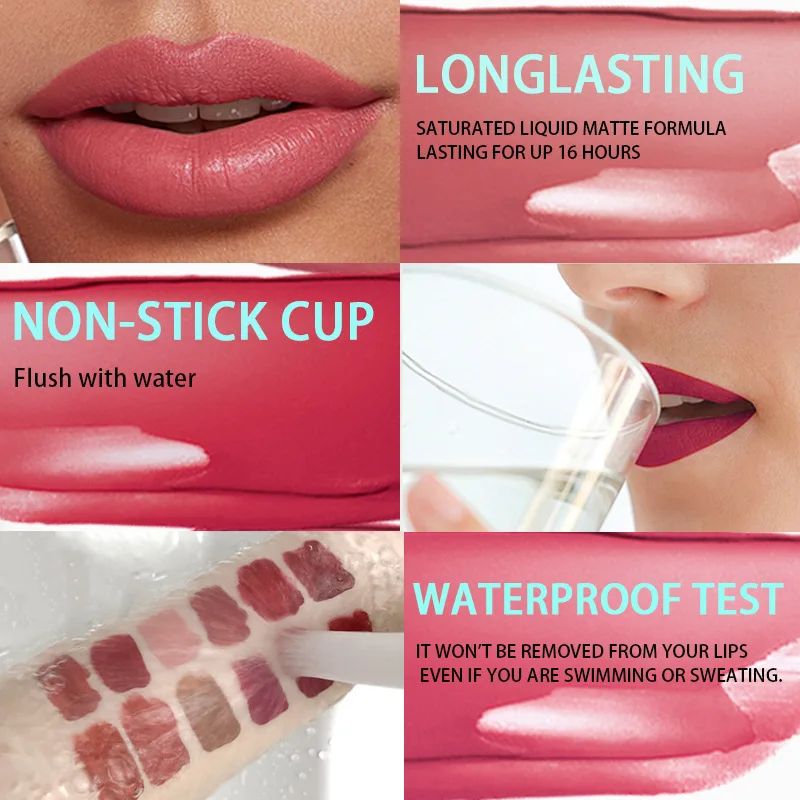 12 Pcs Book Lip Glaze Set Matte Matte Surface Waterproof Film-forming Non-stick Cup Nude Lip Gloss Lipstick Liquid Lipstick