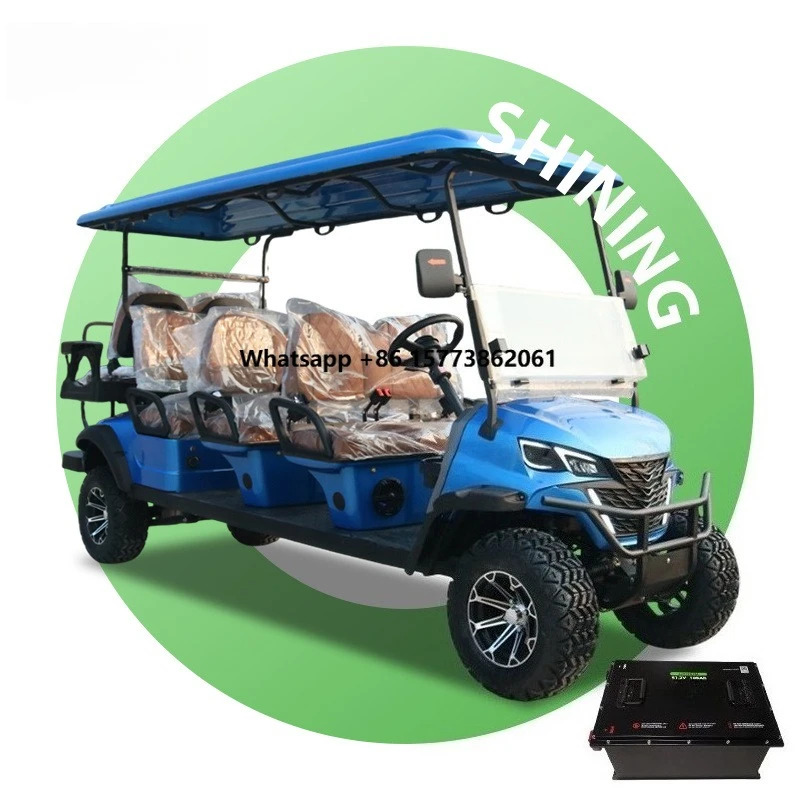 lsv Electric 51.2V Lithium Battery 8 Seater Retro Golf Cart Heavy Duty Steel Chassis Front Disc Brakes CE Certified