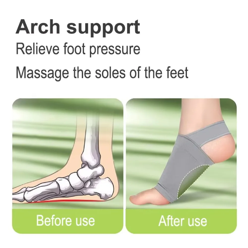 1 Pair Silicone Arch Support Insoles Flat Foot Correct Anti-drop Arch Cushion Sleeves Plantar Fasciitis Pain Relief
