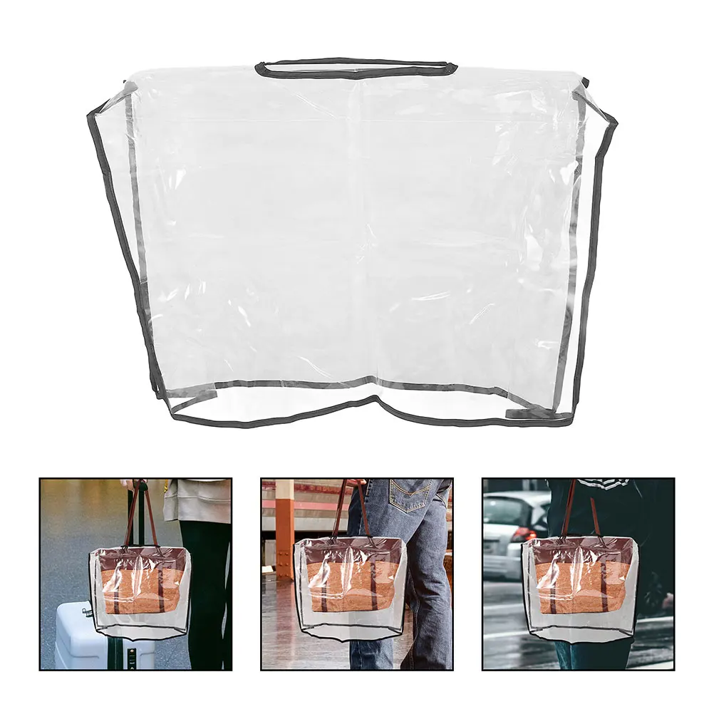 

2pcs Transparent Handbag Rain 42X33X12Cm Waterproof Purse Protector For Outdoor Travel Hiking Cycling Camping Clear Tote Bag