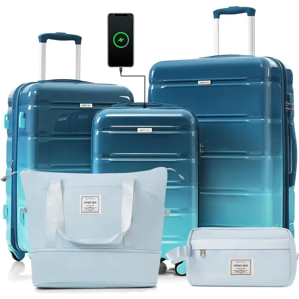 

Чемодан-спиннер из ABS-пластика с USB-портом и замком TSA