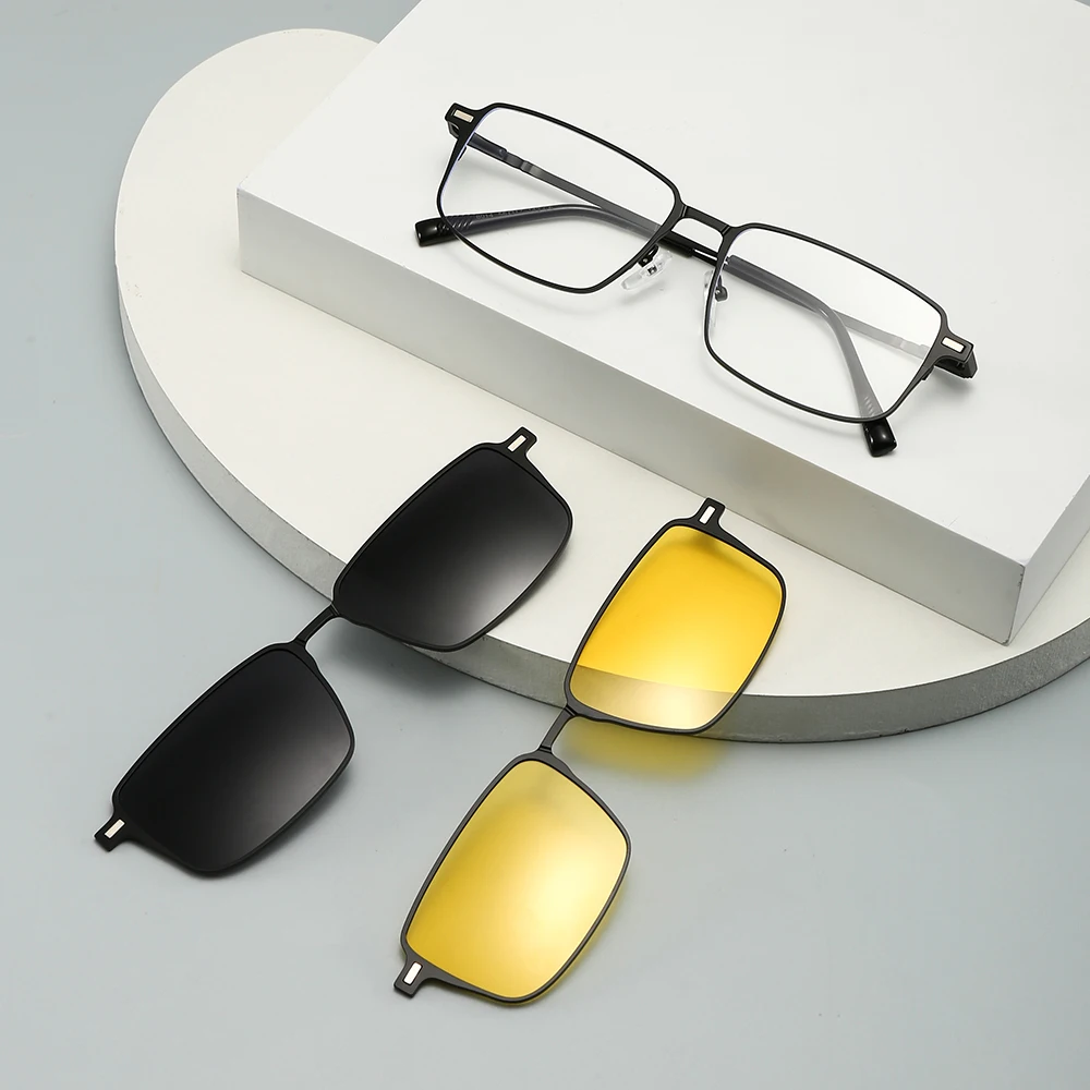 

Очки KIZN 3-в-1: магнитные, для коррекции зрения, солнцезащитные, квадратные, деловые, с клипсами, поляризационные, для мужчин и женщин, диоптрии от -0.5 до -6.0