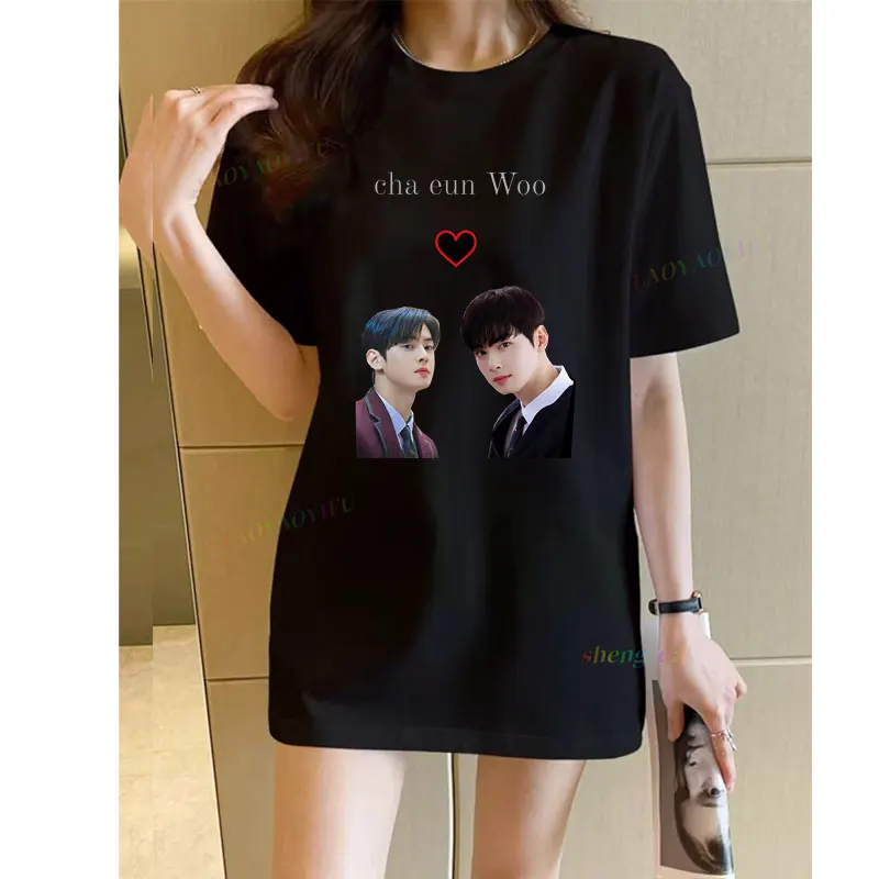 I Love Cha Eun Woo Graphic T Shirts Kpop Top T-shirts Girlfriends Gift Woman Clothes Korea Singer Women's T-shirt Y2k Clothing