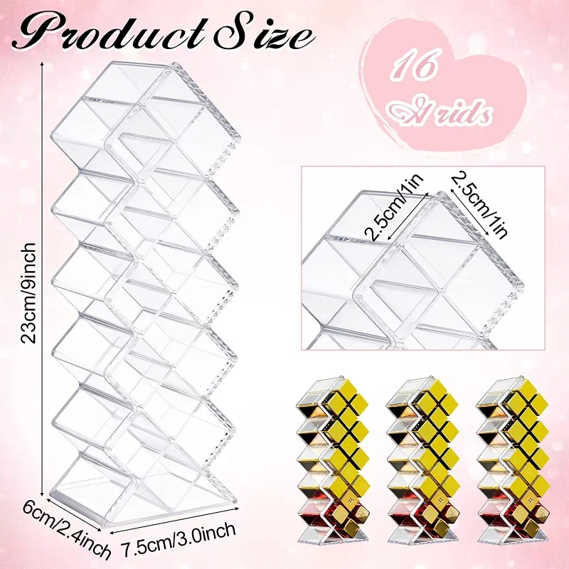 Acrylic Lipstick Holder Organizer 10/16 Slots Clear Lip Gloss Fish Shape Tower Case Display Stand Storage Box Makeup Cosmetic