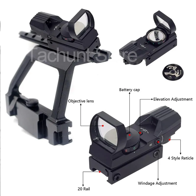 MI AK Mount HD101 Riflescope Optics Red Green Projected Dot Sight Reflex 4 Reticle Scope Collimator Holographic Sight 20mm Rail