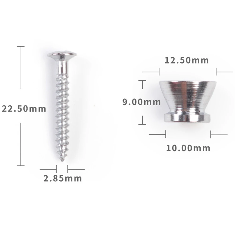 

6 Pcs Buttons Alkalone Guitar Strap Buckle Belt Screw Bolt Electric Accessories Folk Music Wooden Silver