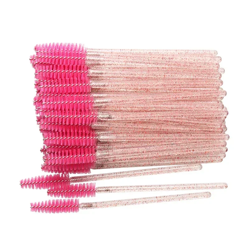 50 Stuks Wegwerp Wimper Borstels Crystal Eye Lash Mascara Wands Glitter Lash Kam Mascara Spoolies Micro Make-Up Applicators