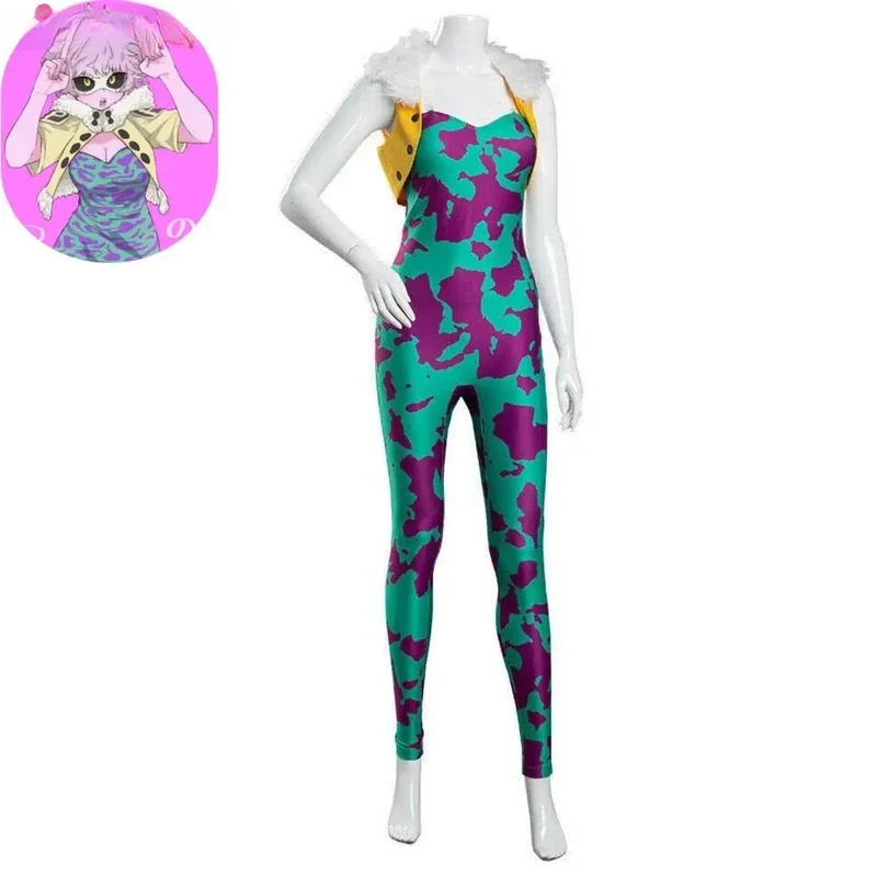 Anime Mijn Held Academie Ashido Mina Cosplay Kostuum Pruik Afdrukken Strakke Pasvorm Jumpsuits Vrouw Sexy Kawaii Halloween Carnaval Set