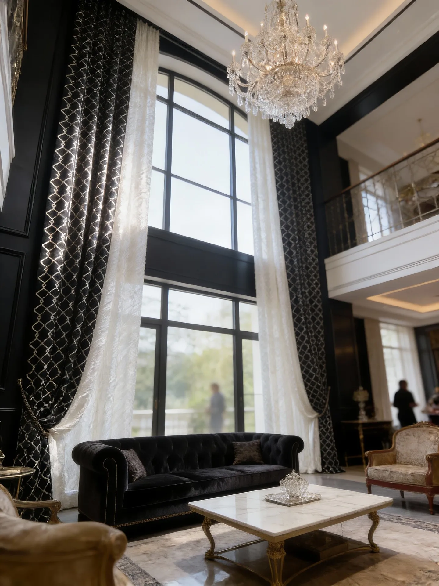 New Gold Jacquard Embroidery Thickened Black Blackout Curtains for Living Room Bedroom Villa Customized Finished Product