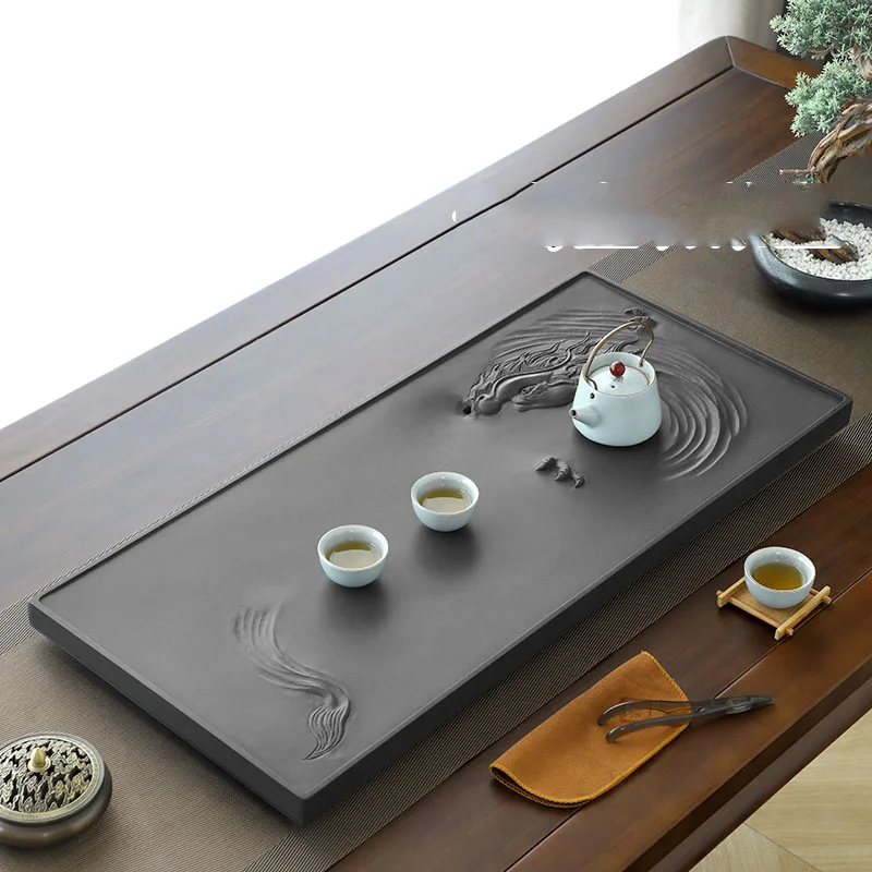 Stone Coasters Tea Tray Rectangle Vintage Smoking Hospitality Long Chinese Tea Tray Drip Drainage Bandejas Home Decorationgs