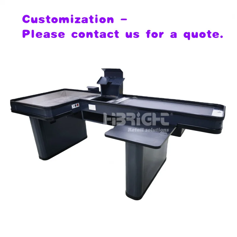 custom.Supermarket Checkout Counter With Belt Automatic Cash Register Retail Stores