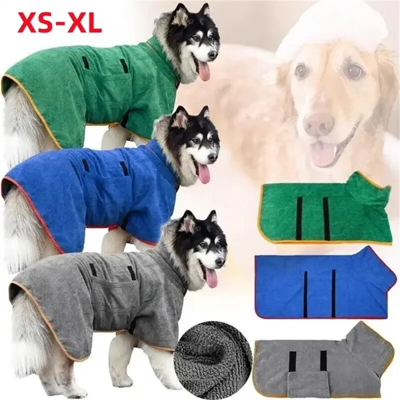 Dog Bathrobe Towel Pet Microfibre Material Fast Drying Super Absorbent Dog Bath for Small Medium Large Dogs and Cats