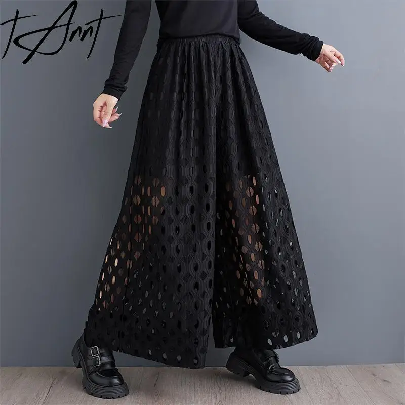 

Tannt Women Pant Asymmetry Hollow Out High-waisted Wide Leg Pants For Women 2025 New Fashion Match All Casual Woman Trousers