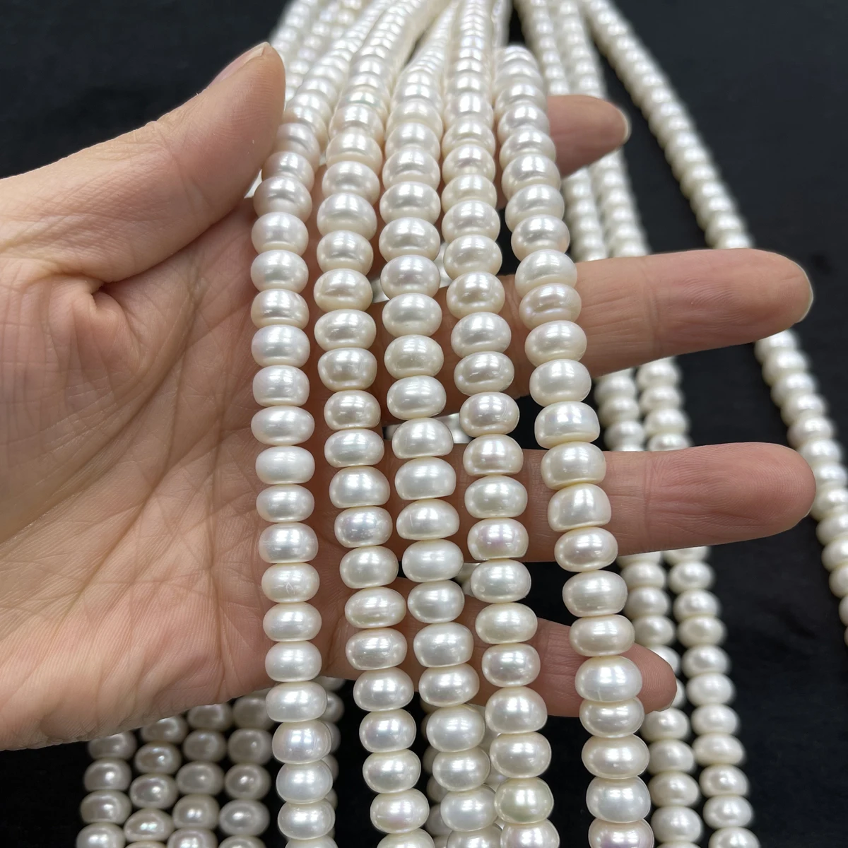 AAAA 9-10mm High-Quality Bread Flat Beads Natural Freshwater Pearls for Jewelry Making DIY Necklace Bracelet Accessories 36cm