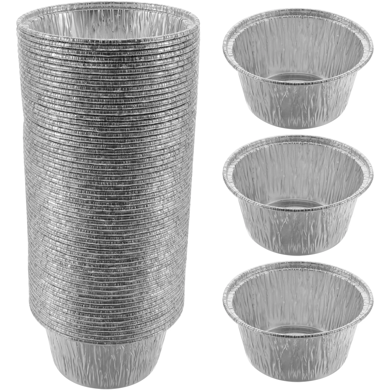 

100 Pcs Cup Foil Pudding Cups Aluminum Baking Pie Pan Cupcake Moulds Silver Muffin Liners Non- Molds Father