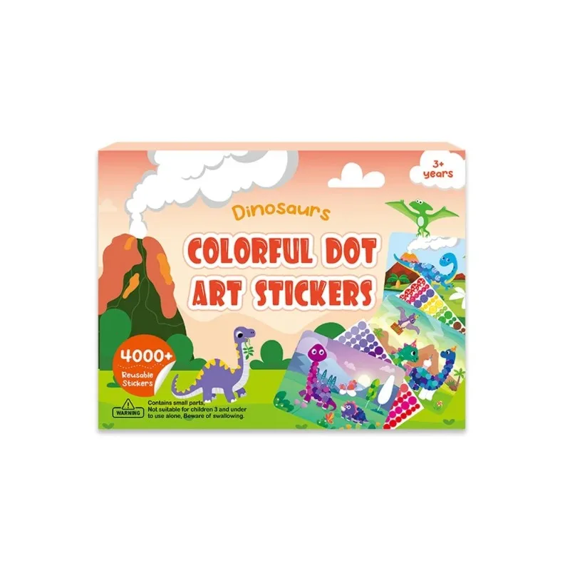 Paper Children Dot Colorful Book Reusable Puzzle Art Stickers Collection Book Cartoon Animal Art Learning DIY Color Dot Toy