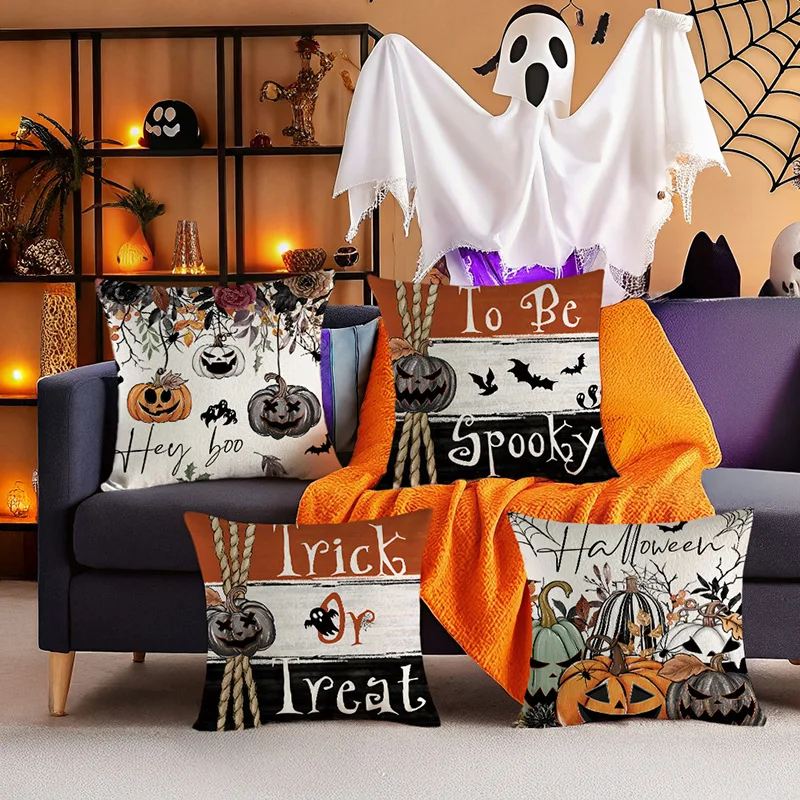 

Amazon Cross-Border Halloween Printed Pillow Cover Linen Home Sofa Decoration By Pillowcase Festive Atmosphere Cushion