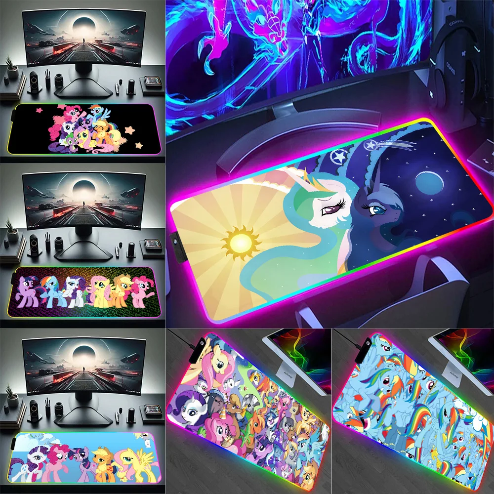 

M-My L-Little P-Pony RGB Pc Gamer Keyboard Mouse Pad Mousepad LED Glowing Mouse Mats Rubber Gaming Computer Mausepad