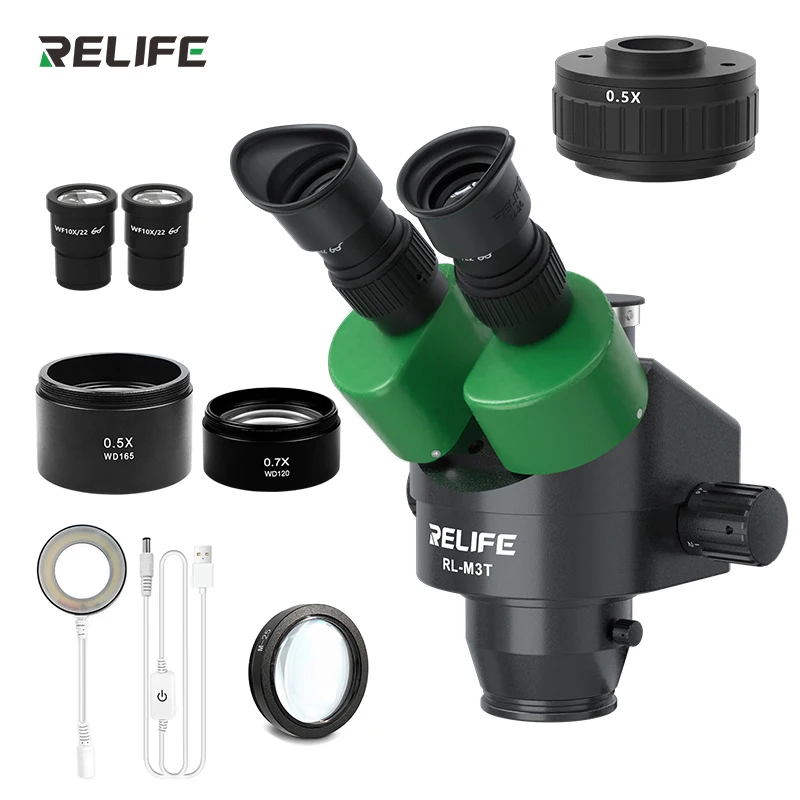 Microscópio Binocular e Trinocular Reparo do Telefone Móvel Elétron 745x Braço Longo Câmera 4k Relife-rl-m3t