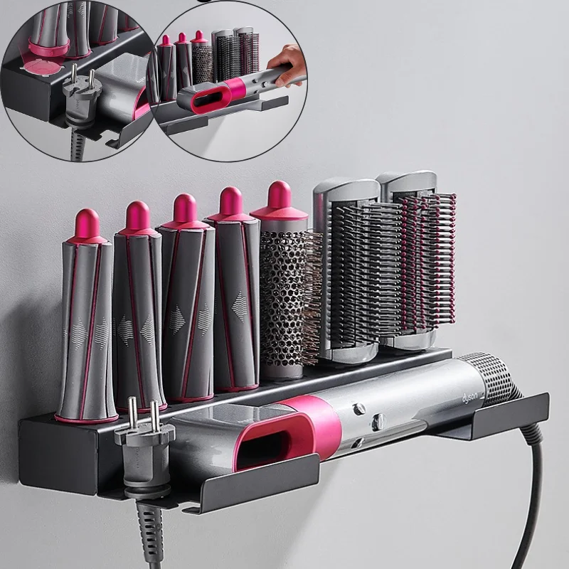 

Wall-mounted Dryer Hair Curler Storage Rack Suitable For Dyson Airwrap Necessary Bathroom Shelf Tool Storage Bathroom Accessorie