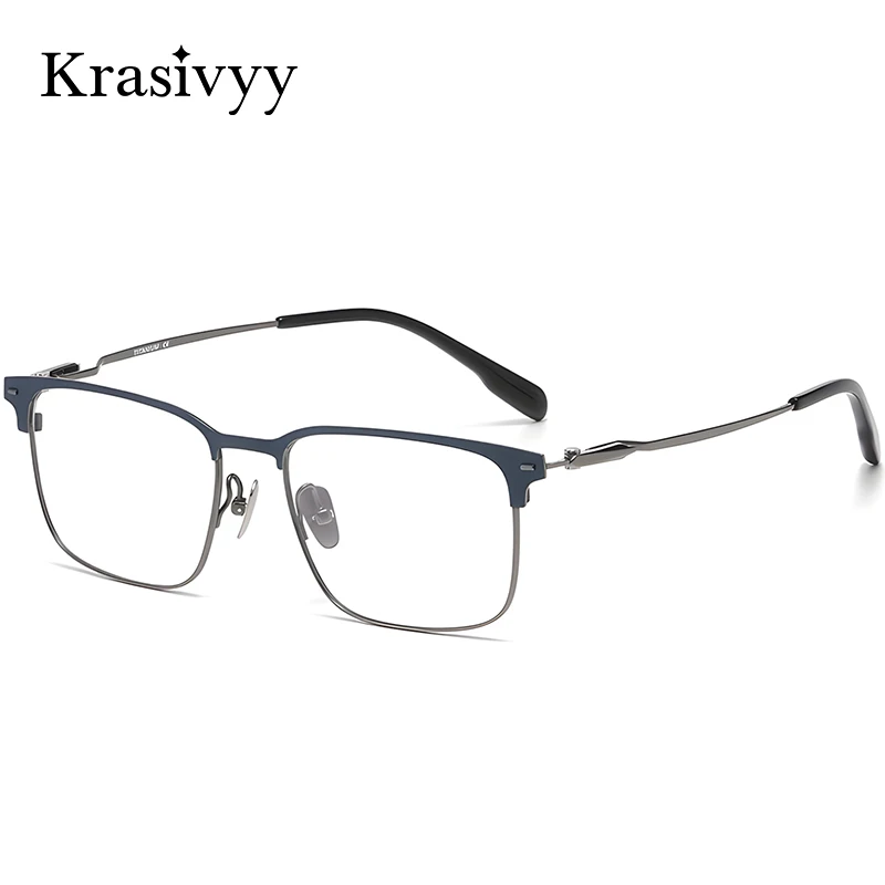 

Оправа для очков Krasivyy из чистого титана, мужская, квадратная, большого размера, в повседневном стиле, с полной оправой, европейский бренд, качественные оптические очки