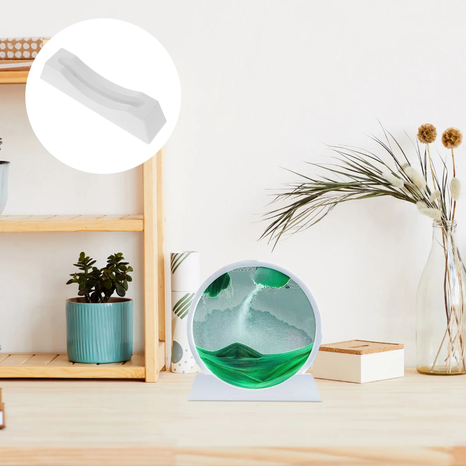 

2pcs Moving Sand Art Base Simple Design Fine Workmanship Wear Resistant Decorative Picture Holder For Office Home Shop Diy