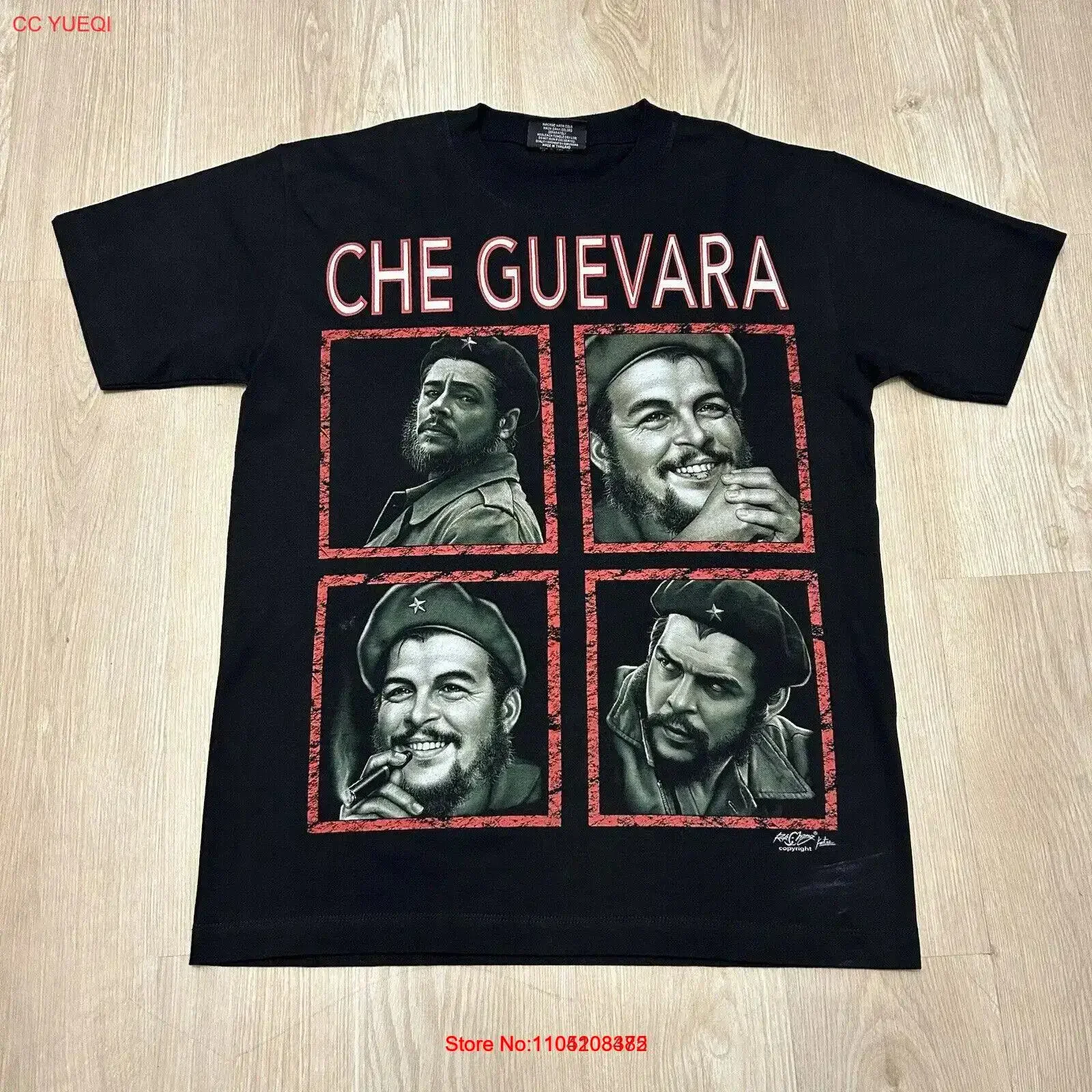 

Винтажная футболка с портретом El Che Guevara 90-х годов, редкая Guerilla, черный размер, средний винтаж, стираная унисекс, модная уличная одежда, повседневная
