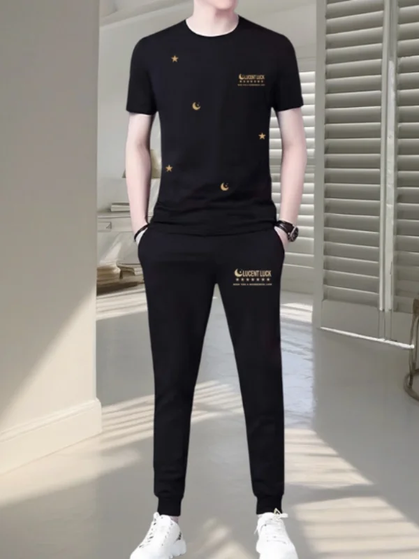 black-ice-silk-sports-suit-for-men-casual-fashionable-simple-design-summer-2026-trendy-all-match-leisure-sports-wear-for-teens